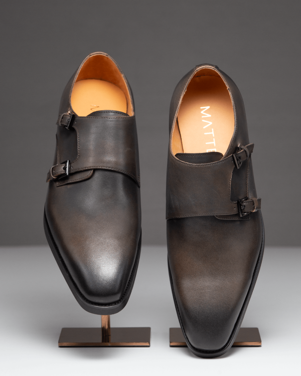 Modena Monk Strap</br></br><i>Charcoal Brown</i>